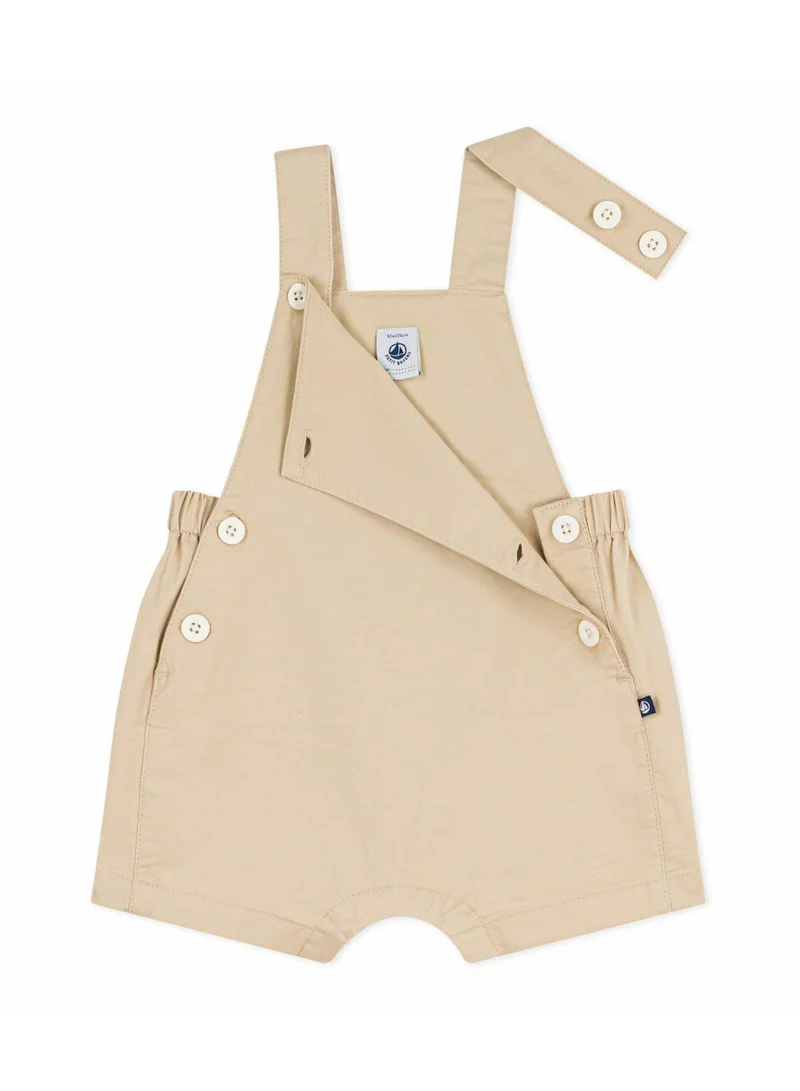 بيتي باتو Babies' short-legged plain cotton twill dungarees